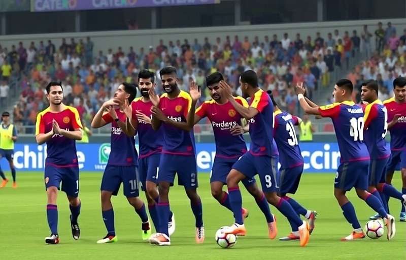 Chennai Super Football Cultural Celebration Chennai Super Football screenshot showing players celebrating with traditional Tamil mudhal mariyal (first victory) rituals